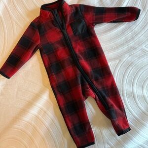 Old Navy Red and Black Buffalo Plaid Onesie